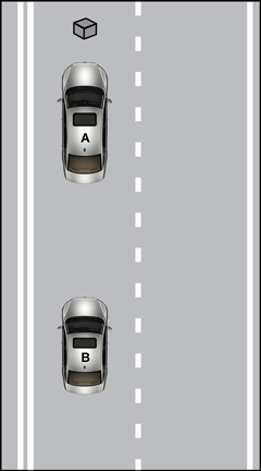 Diagram of 2 cars on road.