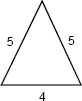 An isosceles triangle with a base measuring 4 units and sides measuring 5 units each.